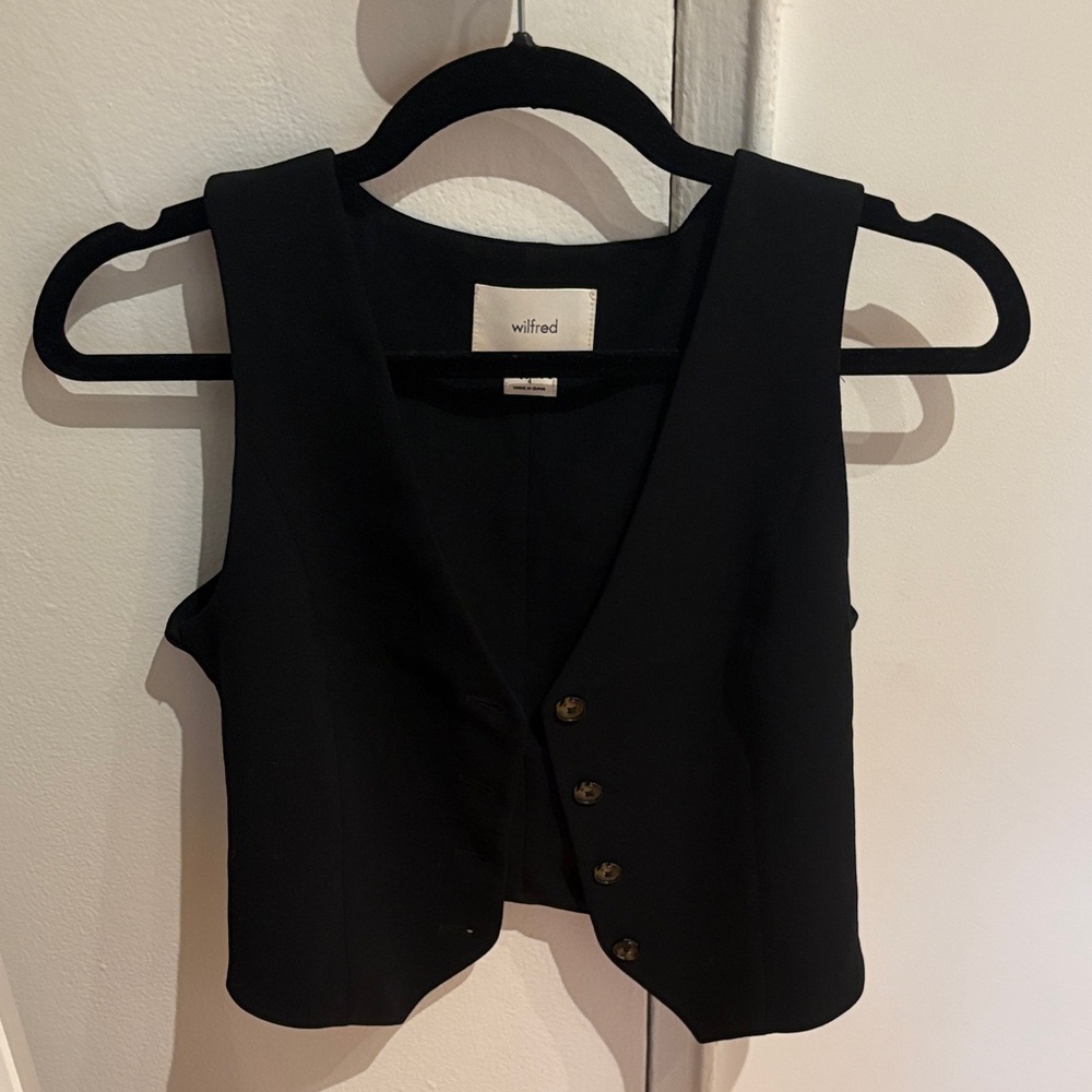 Aritzia Wilfred Black Button-Front Vest